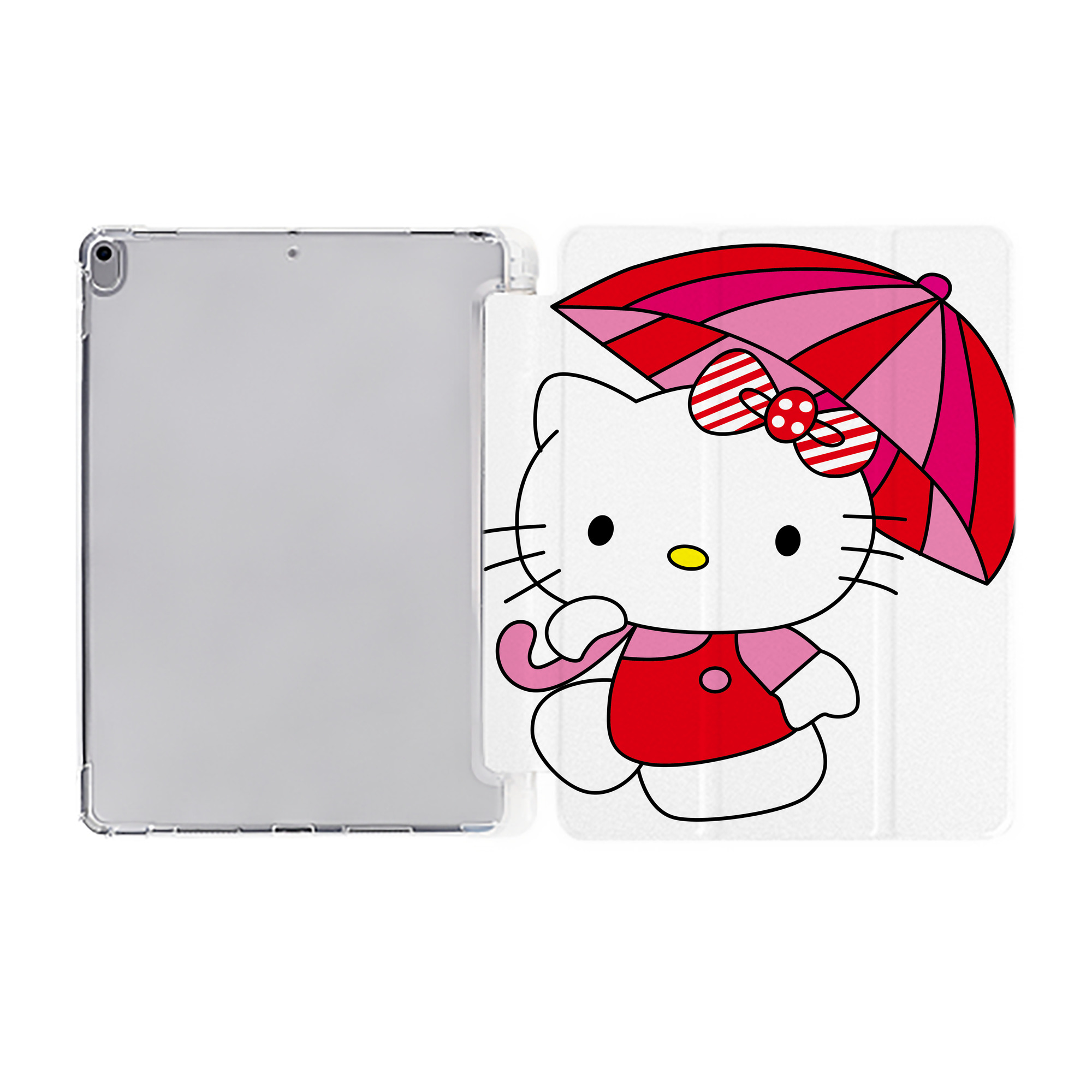 （画像用） Hello Kitty ハローキティ IPad ケース ペン収納付き 三つ折りスタンド PUレザー×シリコン 対応機種9.5/10.5/10.9インチ